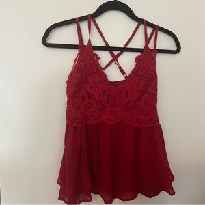 Babydoll Red Lace Camisole - Size Small